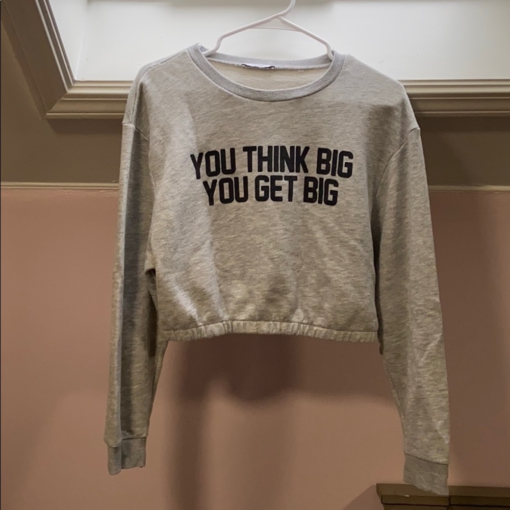 Zara Women’s Light Gray Long Sleeve Crop Sweater